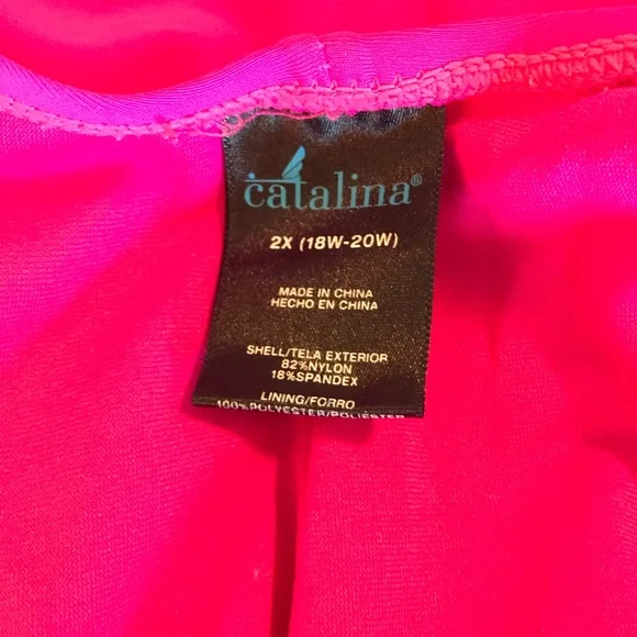 Catalina Sporty H-Back Side Insets One Piece Swimsuit Sz 2X (18W-20W) Pink - Picture 5 of 5